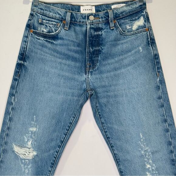 Frame Denim Le Slouch Distressed High Waist Straight Leg Jeans Denim Button Fly - Picture 4 of 14
